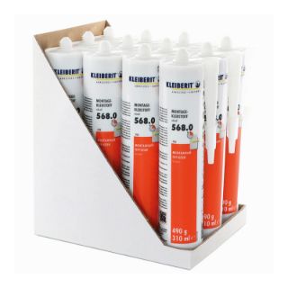 568.0 1K PUR Montageklebstoff D4 Karton mit 12 Kartuschen je 0,49 kg